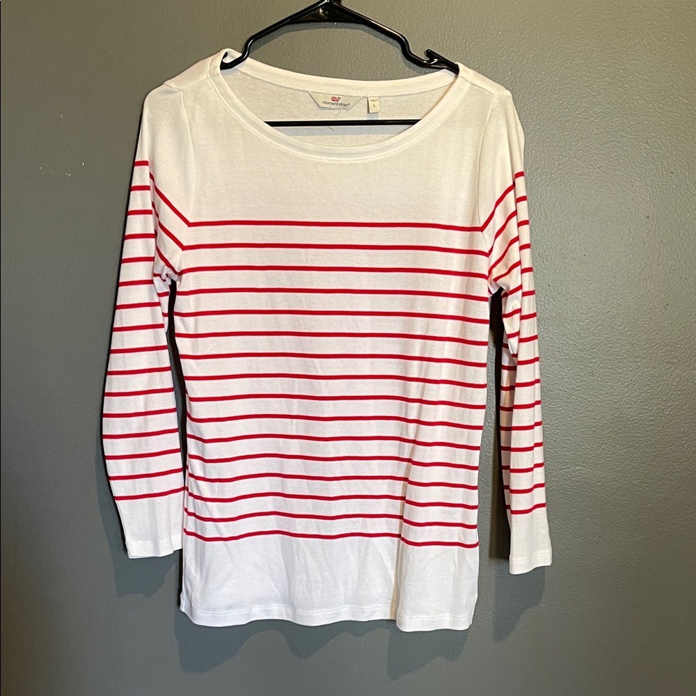 Vineyard Vines White Crew Neck Tee 3/4 sleeve